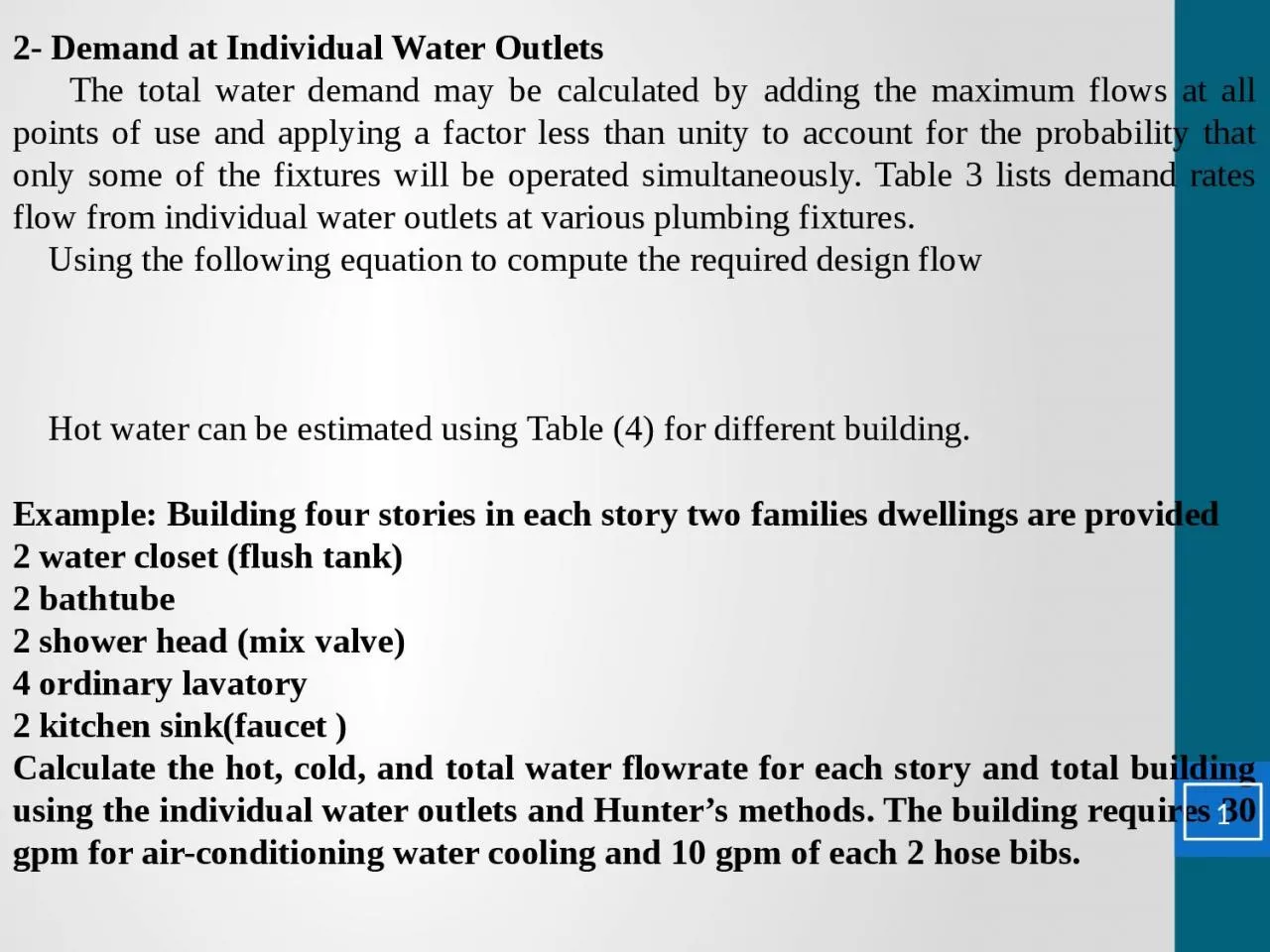 2- Demand at Individual Water Outlets