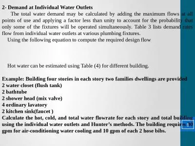 2- Demand at Individual Water Outlets