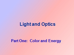 Light and Optics Part One:  Color and Energy