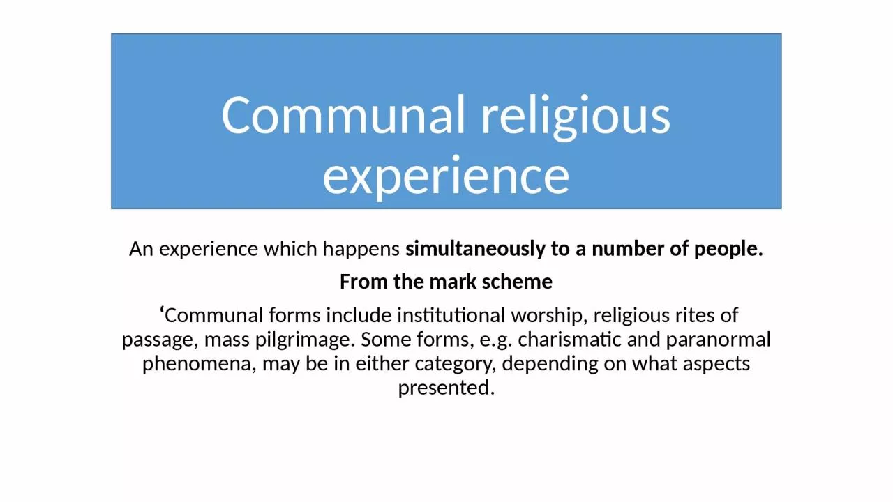 PPT-Communal religious experience