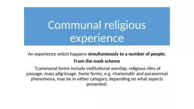 Communal religious experience