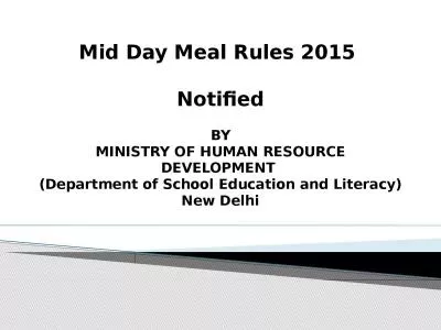 Mid Day Meal Rules 2015