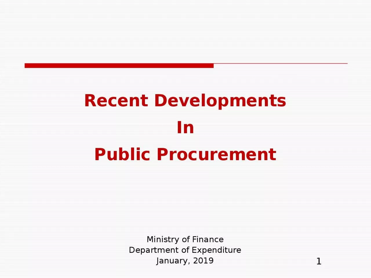 PPT-Recent Developments In Public Procurement