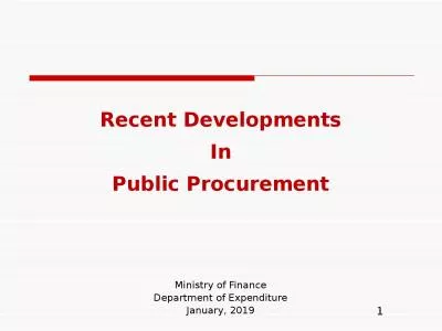 Recent Developments In Public Procurement