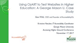 Using  OzART  to Test Websites in Higher Education: A George Mason U. Case Study