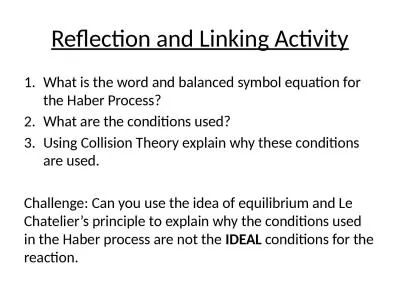 Reflection and Linking Activity