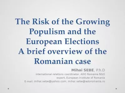 The Risk of the Growing Populism and the European Elections