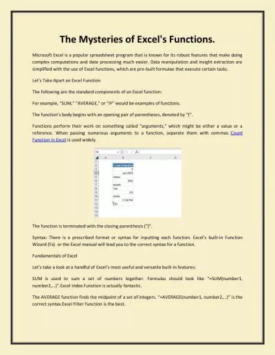 The Mysteries of Excel\'s Functions.