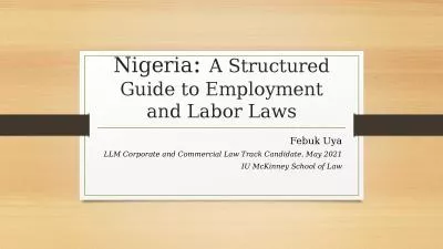 Nigeria :  A Structured Guide to Employment and