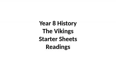 Year 8 History The Vikings