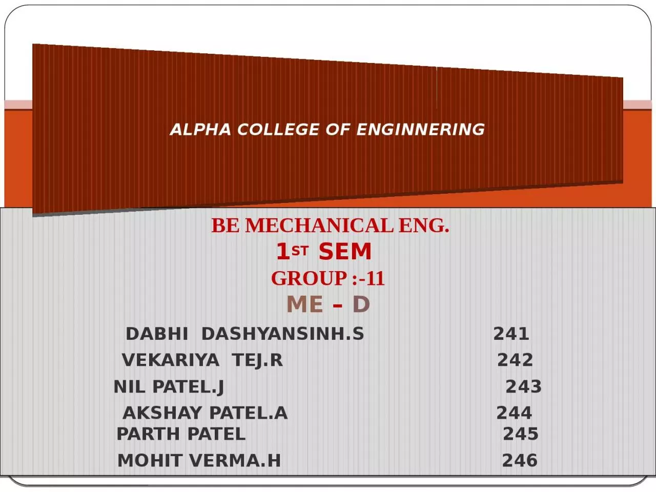 PPT-BE MECHANICAL ENG. 1 ST