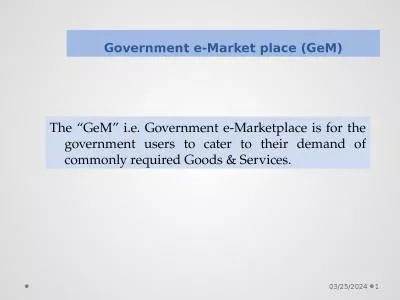 Government e-Market place (GeM)