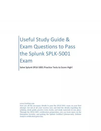 Useful Study Guide & Exam Questions to Pass the Splunk SPLK-5001 Exam