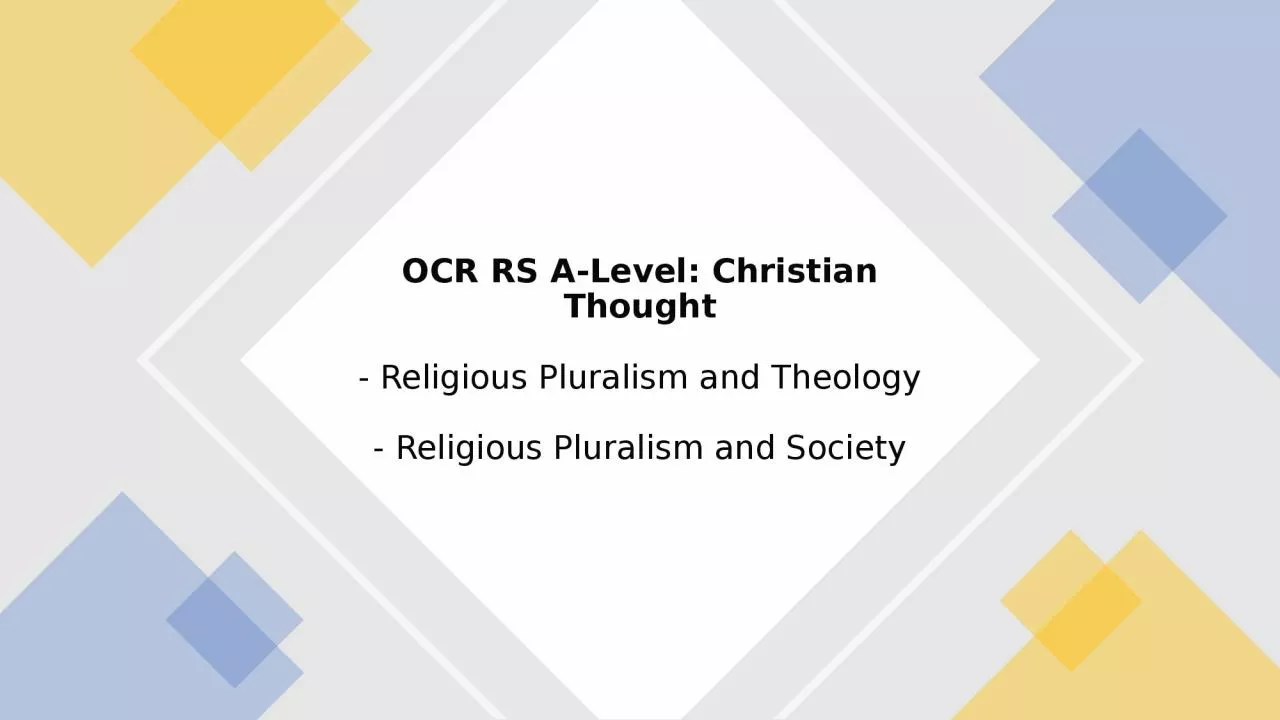 PPT-OCR RS A-Level: Christian Thought