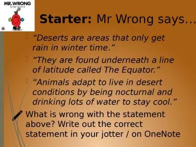 Starter:  Mr Wrong says…