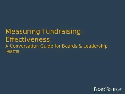 Measuring Fundraising Effectiveness: