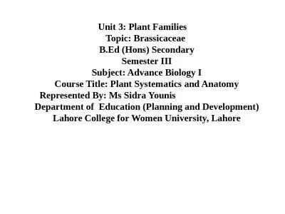 Unit  3:  Plant Families