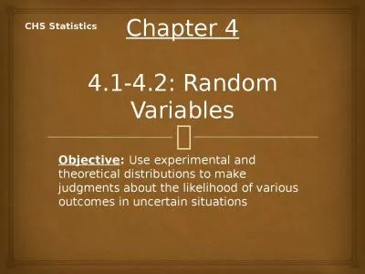 Chapter 4 4.1-4.2: Random Variables