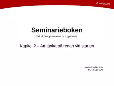 Seminarieboken att skriva, presentera och opponera