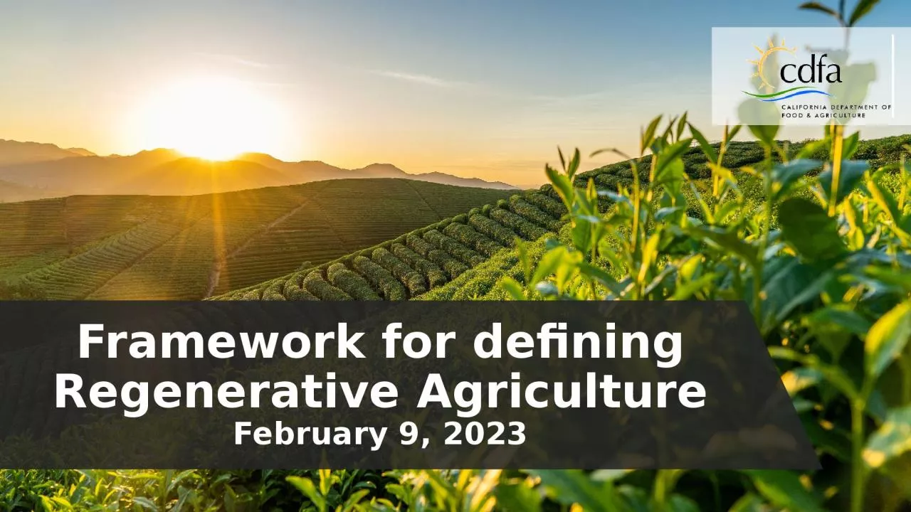 Framework for defining Regenerative Agriculture