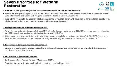 Seven Priorities for Wetland Restoration