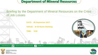 Briefing by the Department of Mineral Resources on the Crisis of Job Losses