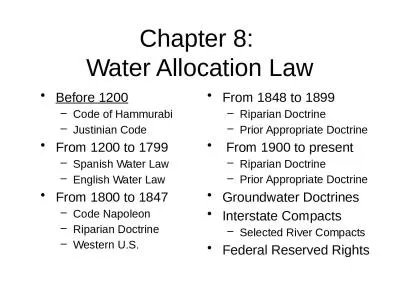 Chapter 8:  Water Allocation Law