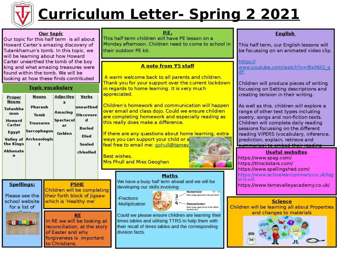 Curriculum Letter-  Spring 2 2021
