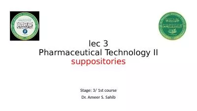 lec  3 Pharmaceutical Technology II