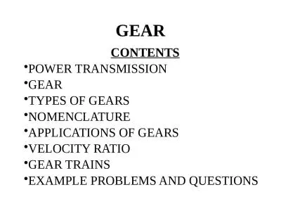 GEAR CONTENTS POWER TRANSMISSION
