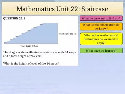 Mathematics Unit  22 : Staircase