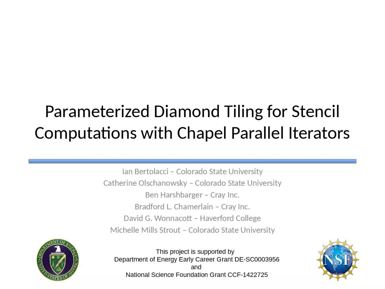 PPT-Parameterized Diamond Tiling for Stencil Computations with Chapel Parallel Iterators