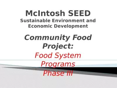 McIntosh SEED Sustainable Environment and Economic Development