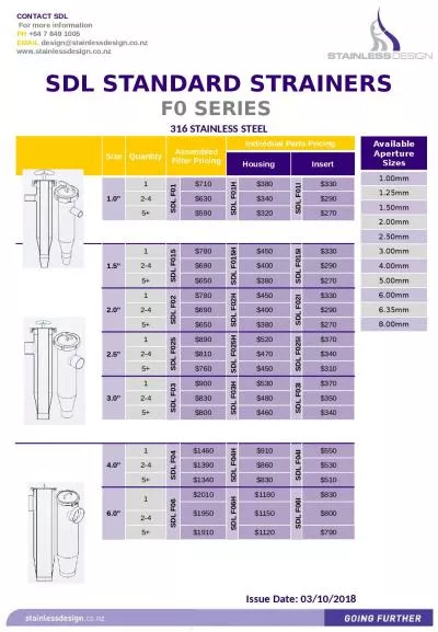 SDL STANDARD STRAINERS F0 SERIES