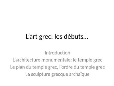 L’art grec: les débuts…