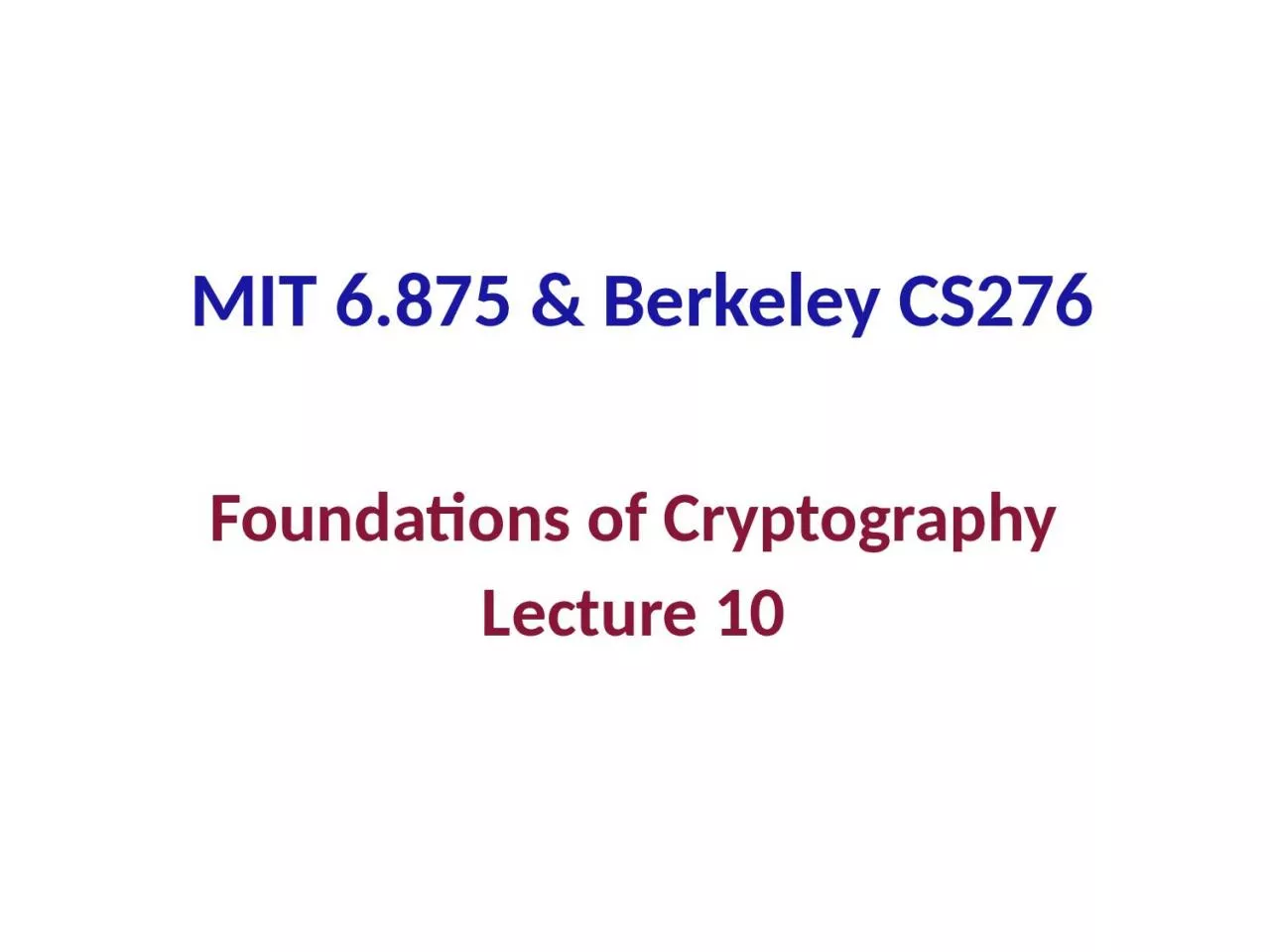 PPT-MIT 6.875 & Berkeley CS276