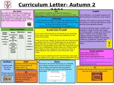 Curriculum Letter- Autumn