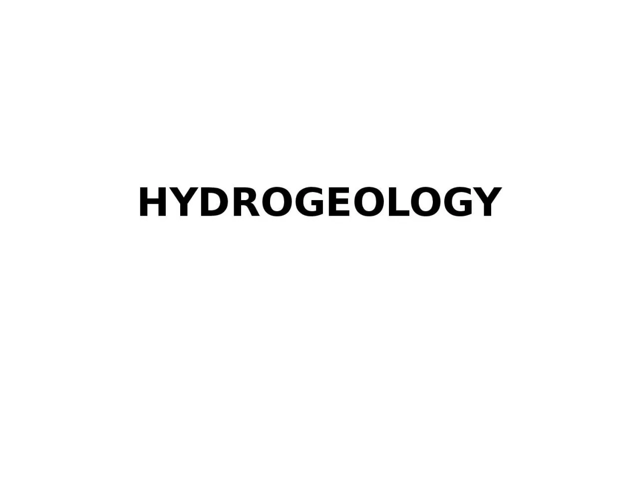 PPT-HYDROGEOLOGY Course Objectives