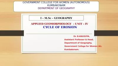 APPLIED  GEOMORPHOLOGY  - UNIT : IV