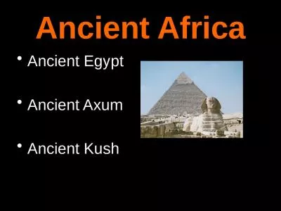 Ancient Africa Ancient Egypt