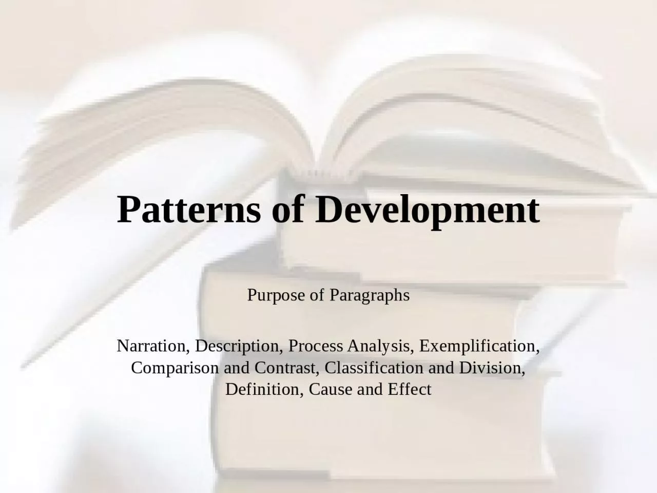 Patterns of Development Purpose of Paragraphs