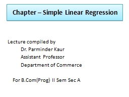 Chapter  –  Simple Linear Regression