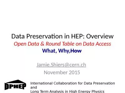 Data Preservation in HEP: Overview