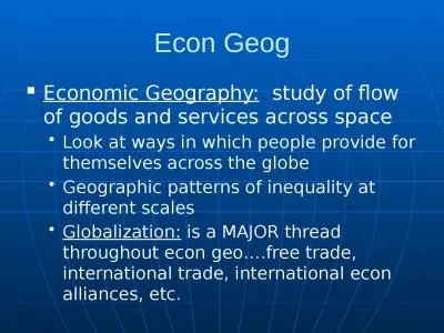 Econ Geog Economic Geography: