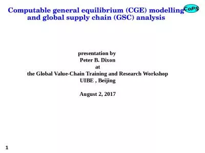 Computable general equilibrium (CGE) modelling and global supply chain (GSC) analysis