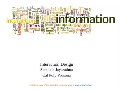 Interaction Design Sampath Jayarathna