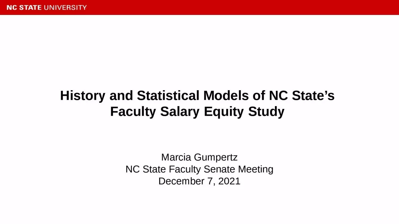 PPT-History and Statistical Models of NC State’s