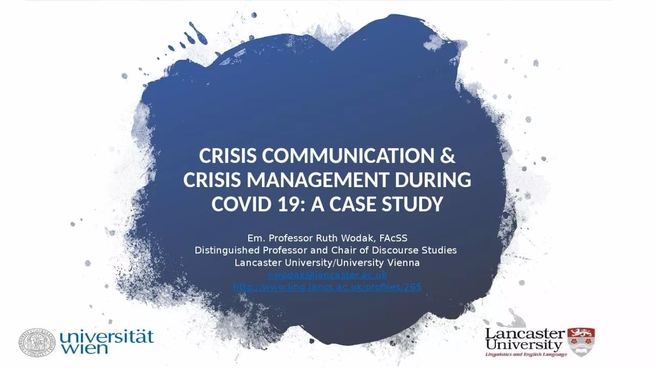 CRISIS COMMUNICATION & CRISIS MANAGEMENT DURING COVID 19: A CASE STUDY