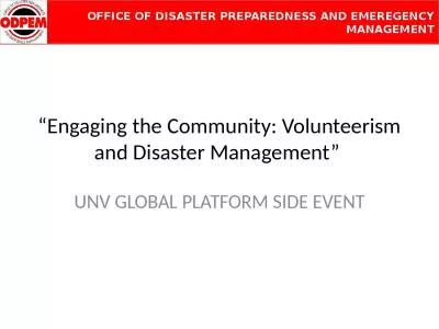 “Engaging  the Community: Volunteerism and Disaster Management”