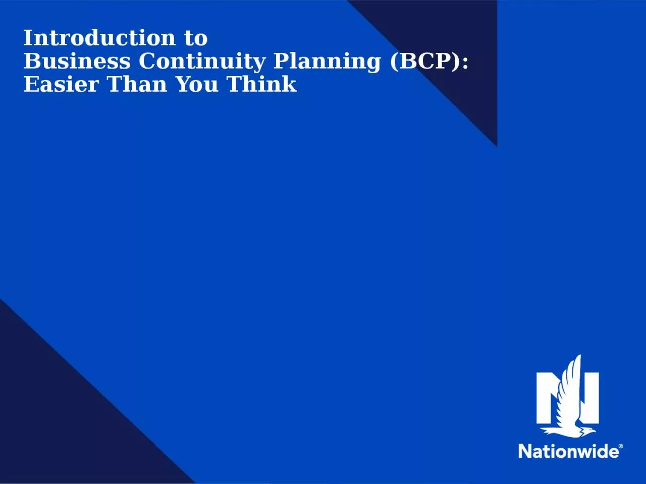 Introduction to  Business Continuity Planning (BCP):